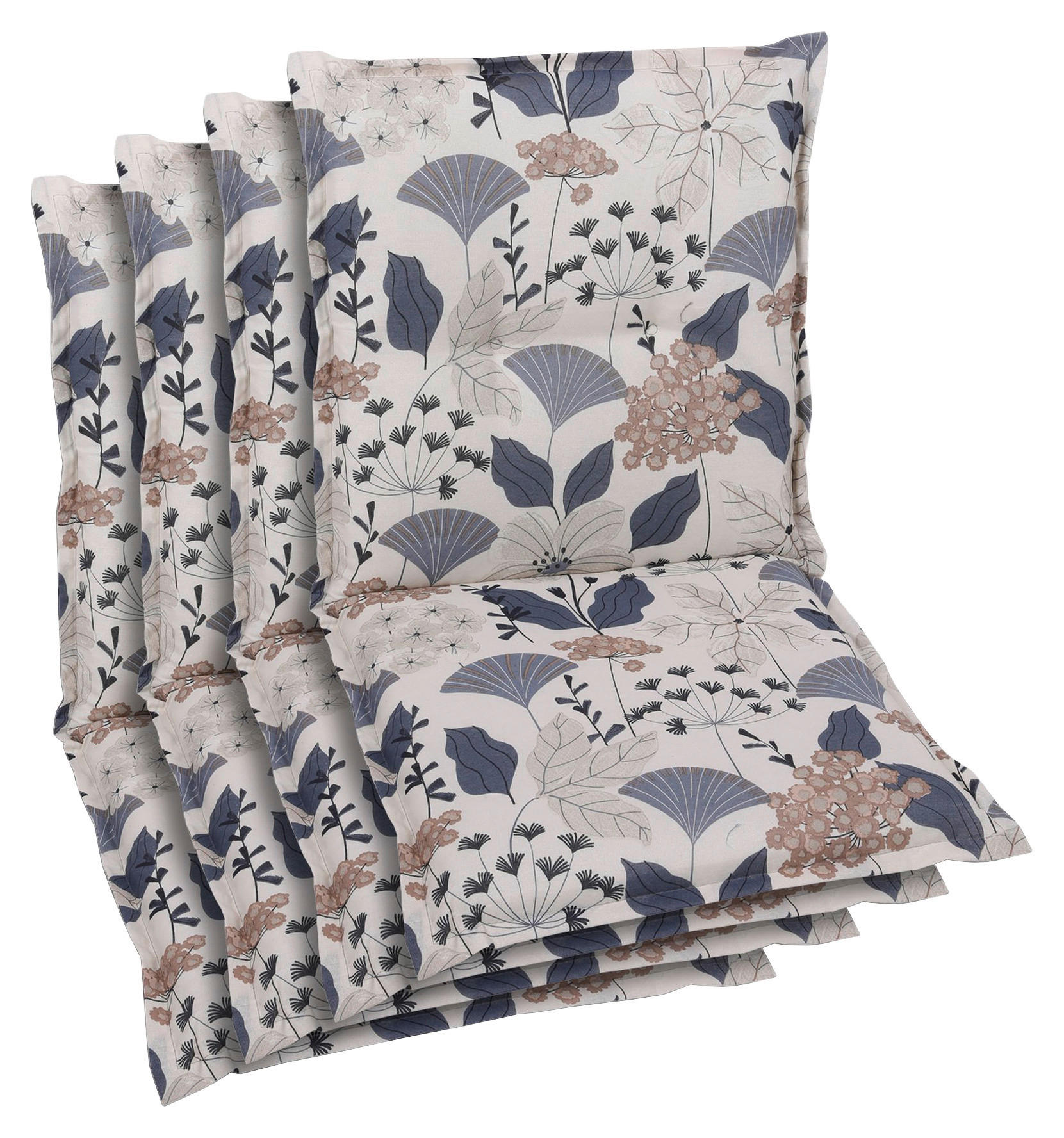 SESSELAUFLAGENSET Floral  - Blau/Beige, Basics, Textil (50/6/100cm)