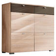 SCHUHSCHRANK 118/100/34 cm - Eichefarben/Silberfarben, Design, Holzwerkstoff/Kunststoff (118/100/34cm) - Moderano