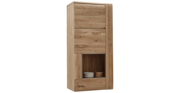 HÄNGEVITRINE in furniert, massiv Eiche Eichefarben - Eichefarben/Alufarben, KONVENTIONELL, Holz/Holzwerkstoff (56/120/38cm) - Voleo