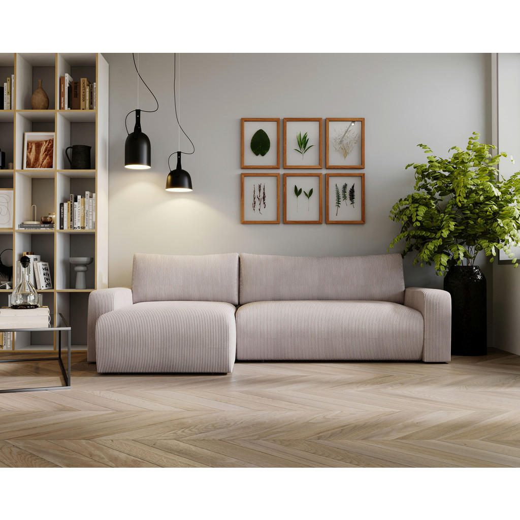 Thumbnail - Carryhome Ecksofa, Hellgrau, Textil, 3-Sitzer, Füllung: Schaumstoff, Ottomane links, L-Form, einmalig seitenverkehrt mon...