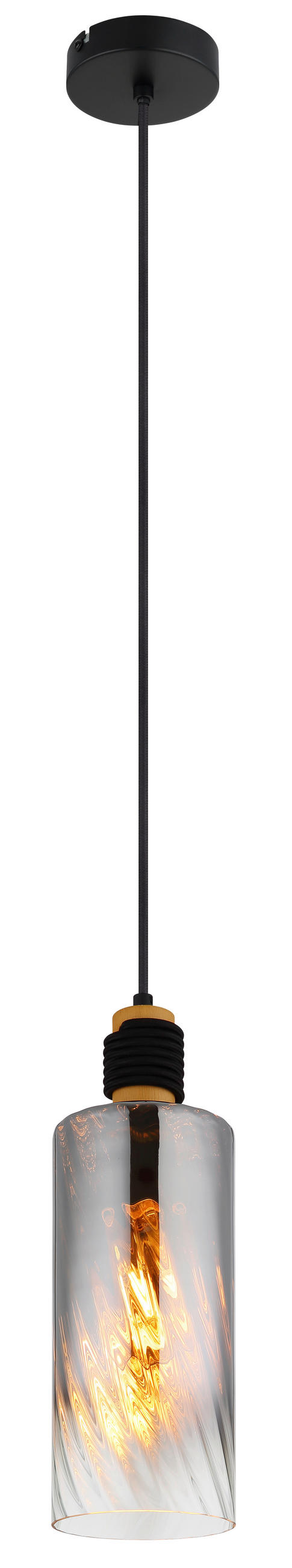 HÄNGELEUCHTE OSBORNE 12/150 cm   - Klar/Schwarz, Design, Glas/Holz (12/150cm) - Globo