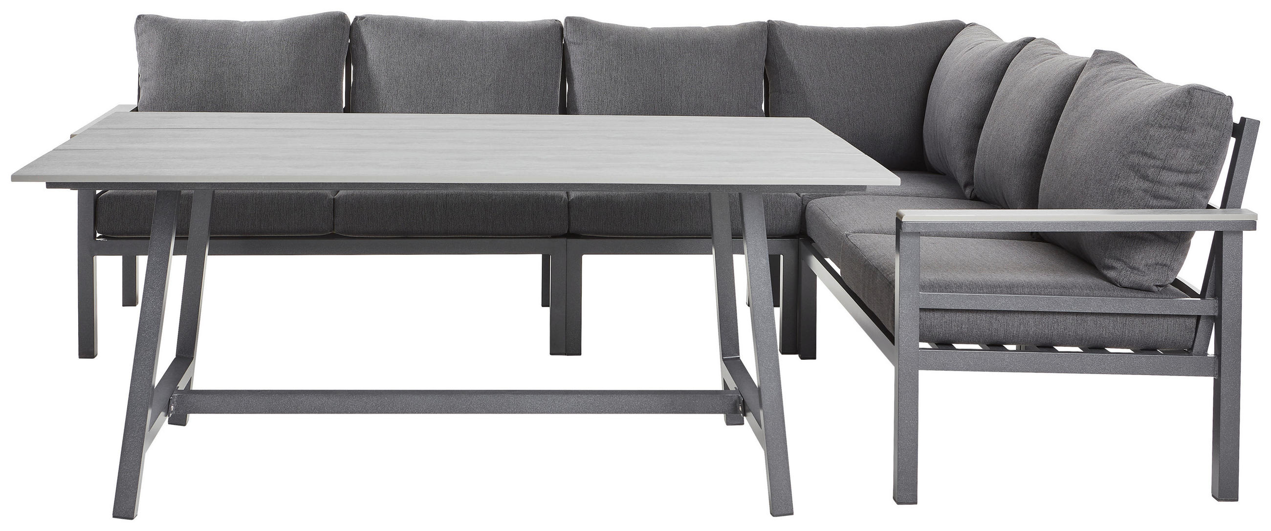 DINING-LOUNGESET 5-teilig  259/199 cm  Aluminium  - Dunkelgrau/Hellgrau, Design, Kunststoff/Textil (259/199cm) - Amatio