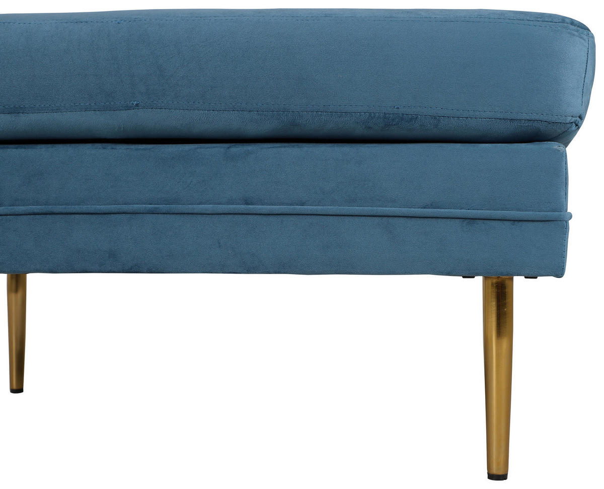 HOCKER Samt Goldfarben, Hellblau  - Blau/Goldfarben, Design, Kunststoff/Textil (90/49/70cm) - Livetastic