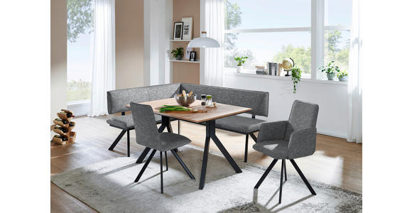 ECKBANK 140/180 cm in Schwarz, Hellgrau - Hellgrau/Schwarz, MODERN, Textil/Metall (140/180cm) - Cantus