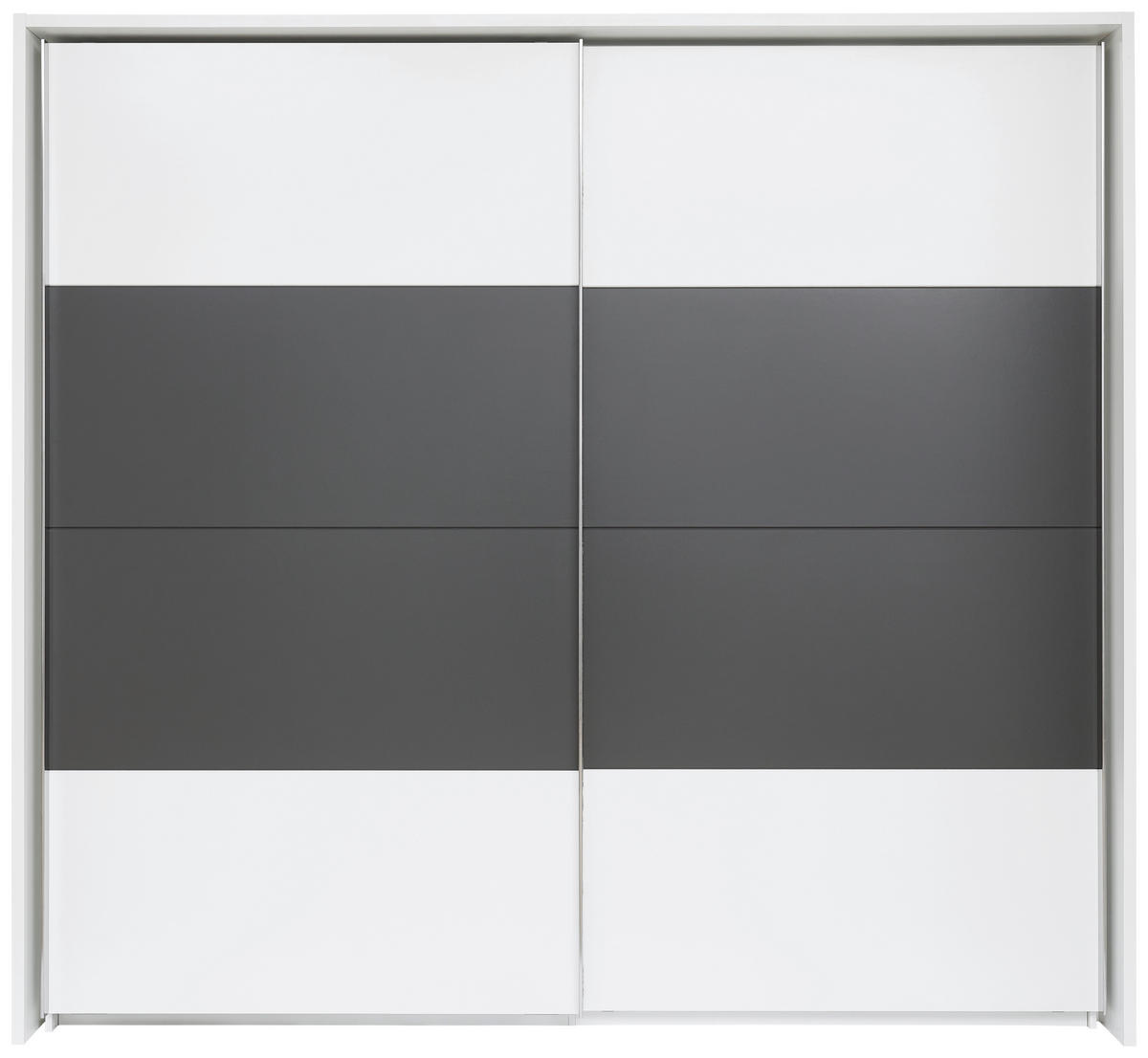  SCHWEBETÜRENSCHRANK 240/226/64 cm 2-türig  - Weiss/Dunkelgrau, Konventionell, Holzwerkstoff/Metall (240/226/64cm) - Xora