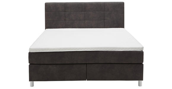 BOXSPRINGBETT 200/200 cm  in Schlammfarben  - Chromfarben/Schlammfarben, KONVENTIONELL, Kunststoff/Textil (200/200cm) - Voleo