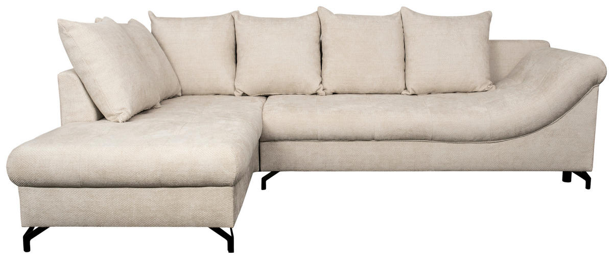 ECKSOFA Creme Struktur  - Creme/Schwarz, KONVENTIONELL, Textil/Metall (194/274cm) - Carryhome