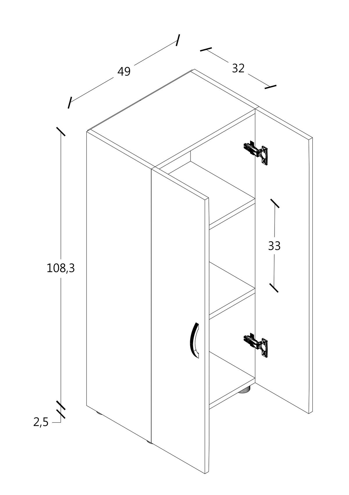 AKTENSCHRANK 49/108/34 cm  - Weiss, Modern, Holzwerkstoff (49/108/34cm) - MID.YOU