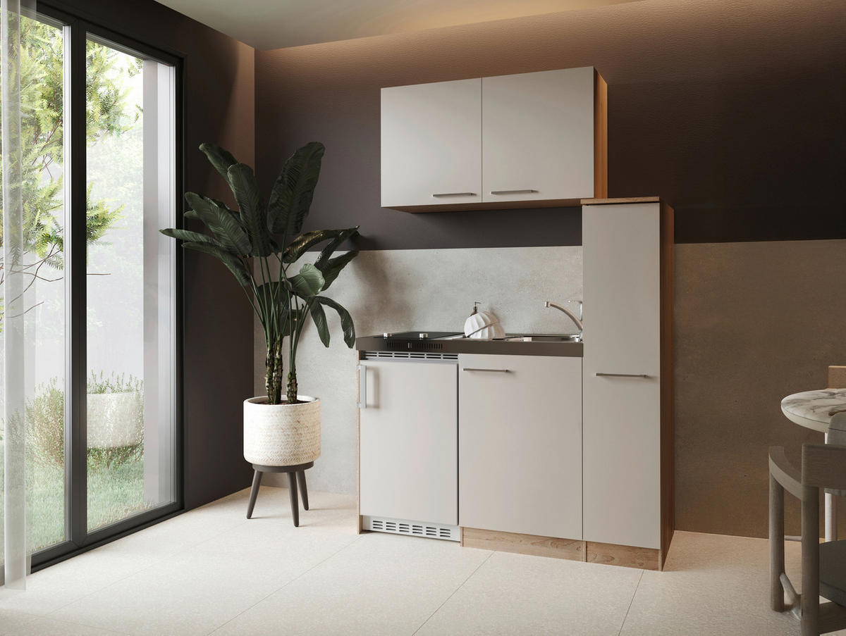 MINIKÜCHE Levin 130 cm  in Kaschmir  - Kaschmir/Eichefarben, Trend, Holzwerkstoff/Kunststoff (130cm) - Respekta