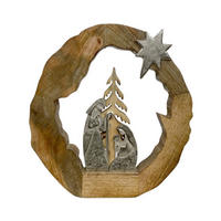 SOCHA - hnedá/strieborná, Lifestyle, kov/drevo (40,5/40,5/5cm) - X-Mas