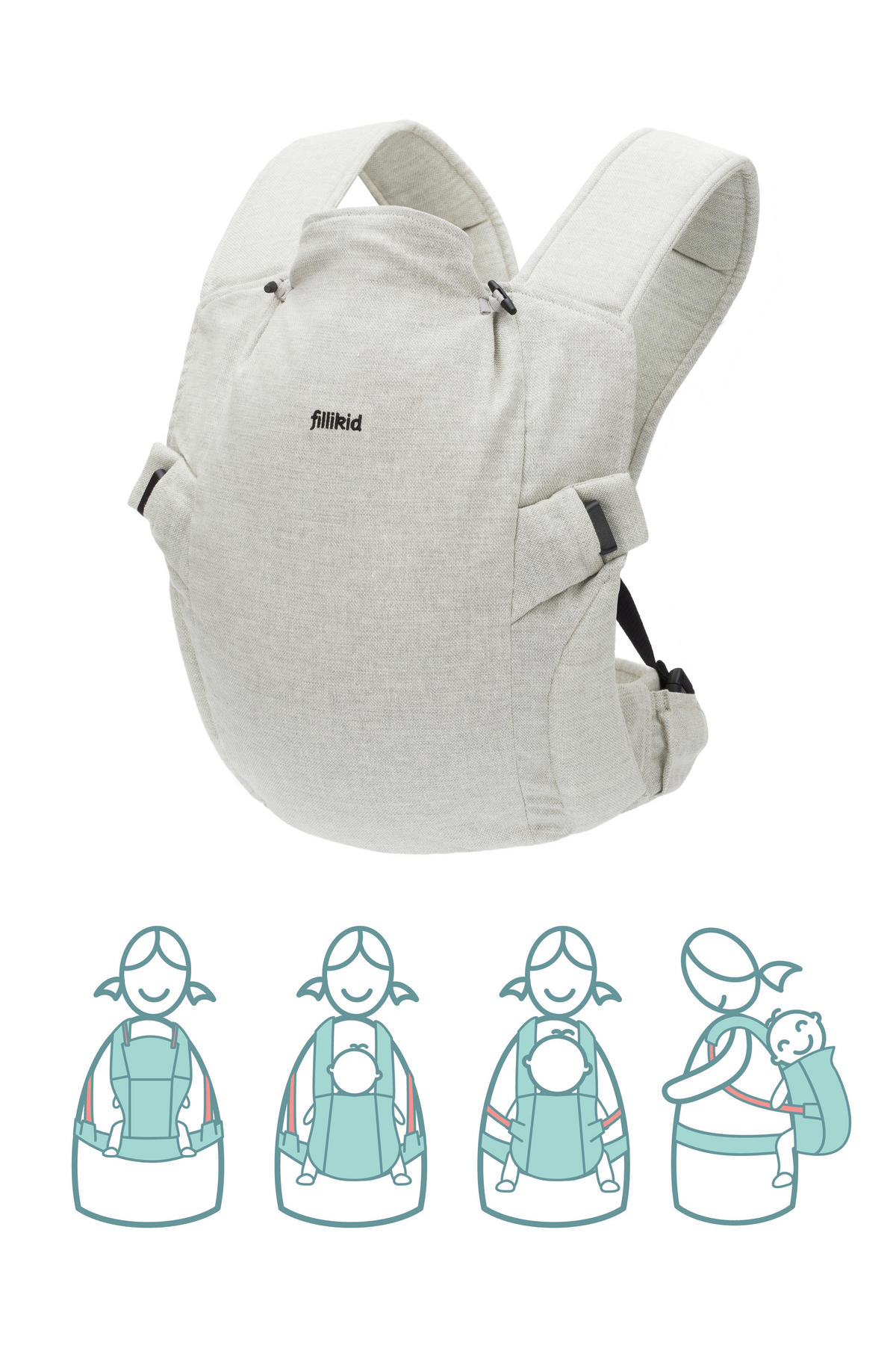 BABYTRAGE Natural  - Hellgrau, Basics, Textil (37/34cm) - Fillikid