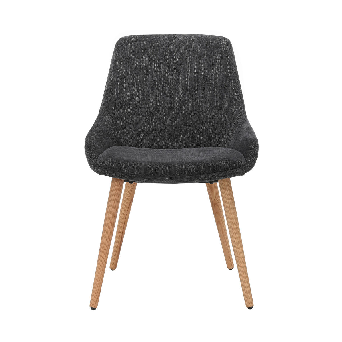 STUHL   Chenille  - Dunkelgrau/Naturfarben, Modern, Holz/Textil (52/81/56,5cm) - home24