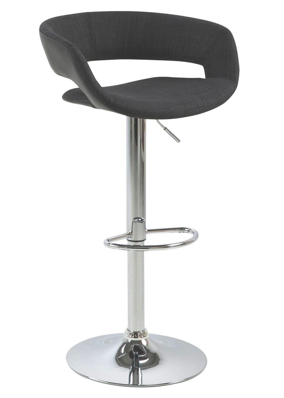 Barhocker in Textil Anthrazit, Schwarz
