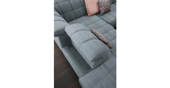 ECKSOFA in Webstoff Hellblau  - Schwarz/Hellblau, Design, Holz/Textil (216/302cm) - Xora