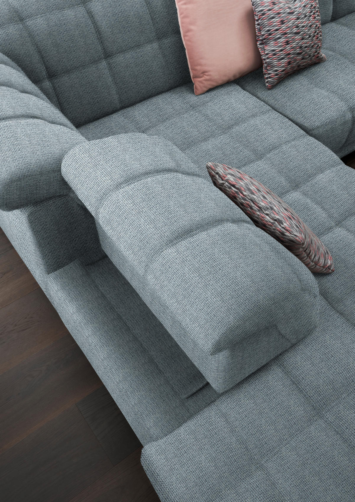 ECKSOFA in Webstoff Hellblau  - Schwarz/Hellblau, Design, Holz/Textil (216/302cm) - Xora