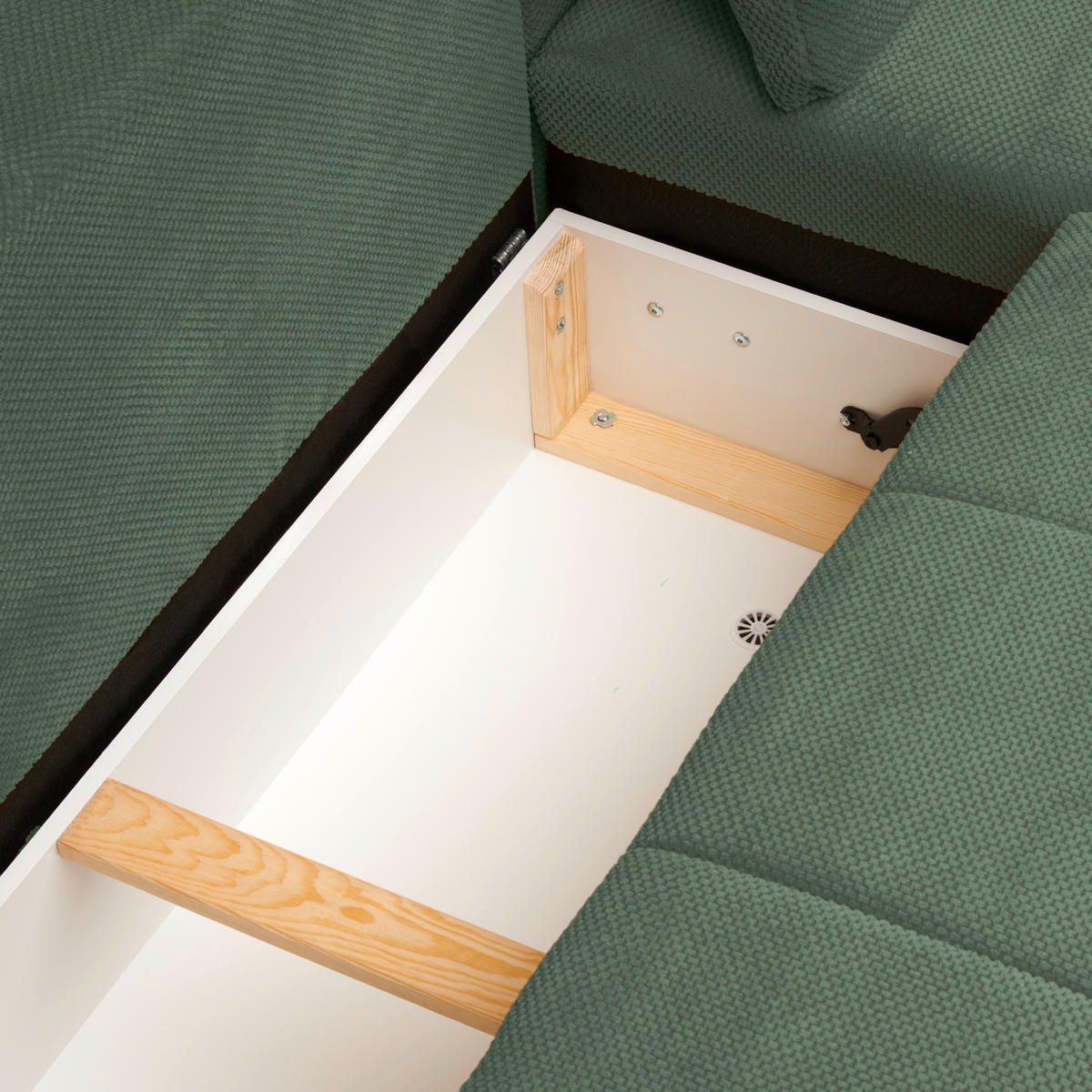 ECKSOFA inkl. Funktionen in Struktur, Plüsch Mintgrün  - Schwarz/Mintgrün, Design, Textil/Metall (287/197cm) - Stylife