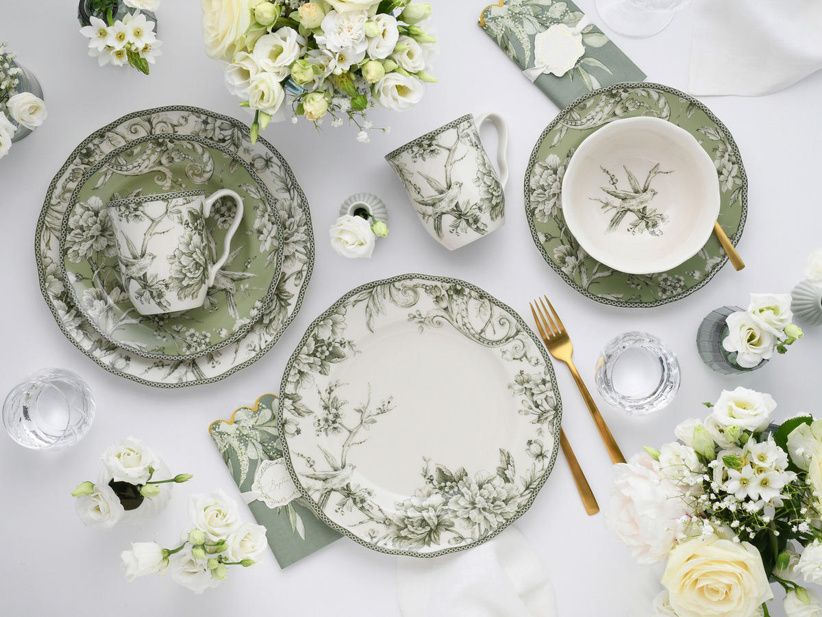 KOMBISERVICE Grün, Weiß Adelaide Grün 16-teilig 4 Personen  - Weiß/Grün, Basics, Keramik - Creatable