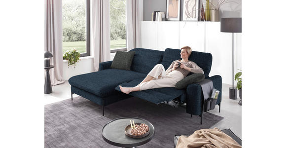 ECKSOFA in Flachgewebe Blau 191/252 cm - Blau/Schwarz, Design, Textil/Metall (191/252cm) - Dieter Knoll