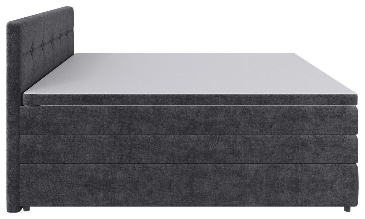BOXSPRINGBETT 200/200 cm  in Grau  - Schwarz/Grau, Konventionell, Kunststoff/Textil (200/200cm) - Carryhome