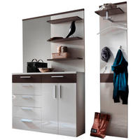 GARDEROBE 4-teilig  in 176/202/35 cm  - Weiss/Braun, Design, Glas/Holzwerkstoff (176/202/35cm) - Moderano