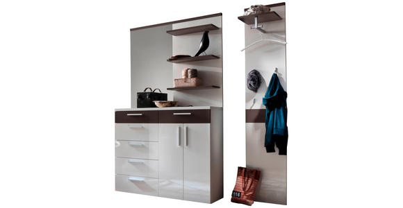 GARDEROBE 4-teilig in 176/202/35 cm - Braun/Weiß, Design, Glas/Holzwerkstoff (176/202/35cm) - Moderano