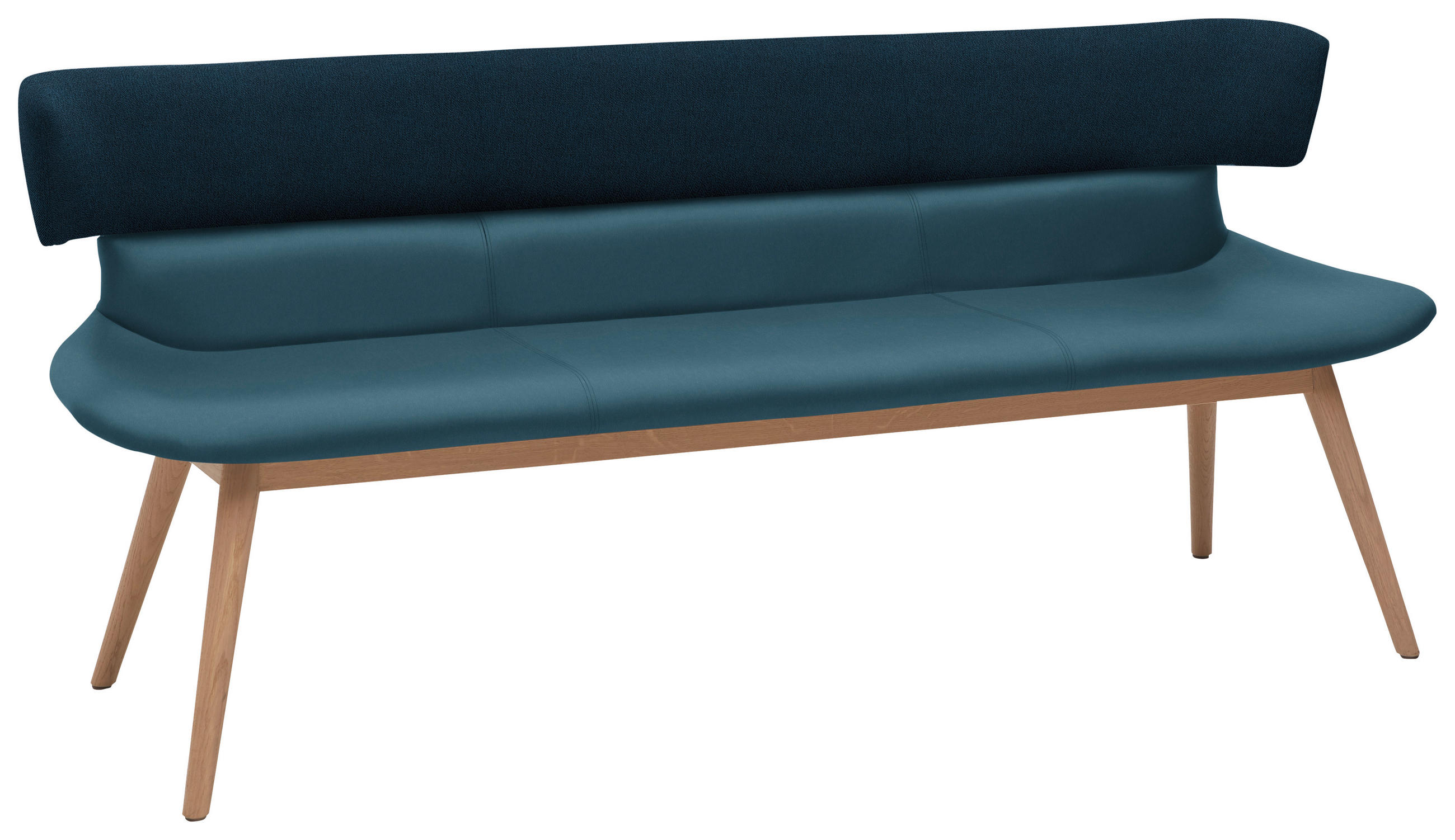 SITZBANK 150/84,5/64,5 cm  in Blau, Eichefarben  - Blau/Eichefarben, Natur, Leder/Holz (150/84,5/64,5cm) - Voglauer