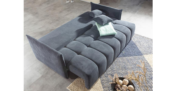 SCHLAFSOFA Plüsch Anthrazit  inkl. Zierkissen, Rückenkissen, Bettkasten, Schlaffunktion, Rücken echt, Liegefläche im Originalstoff  - Anthrazit/Schwarz, KONVENTIONELL, Kunststoff/Textil (200/73/105cm) - Carryhome
