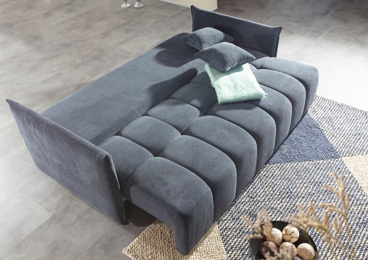 SCHLAFSOFA Plüsch Anthrazit  inkl. Zierkissen, Rückenkissen, Bettkasten, Schlaffunktion, Rücken echt, Liegefläche im Originalstoff  - Anthrazit/Schwarz, KONVENTIONELL, Kunststoff/Textil (200/73/105cm) - Carryhome