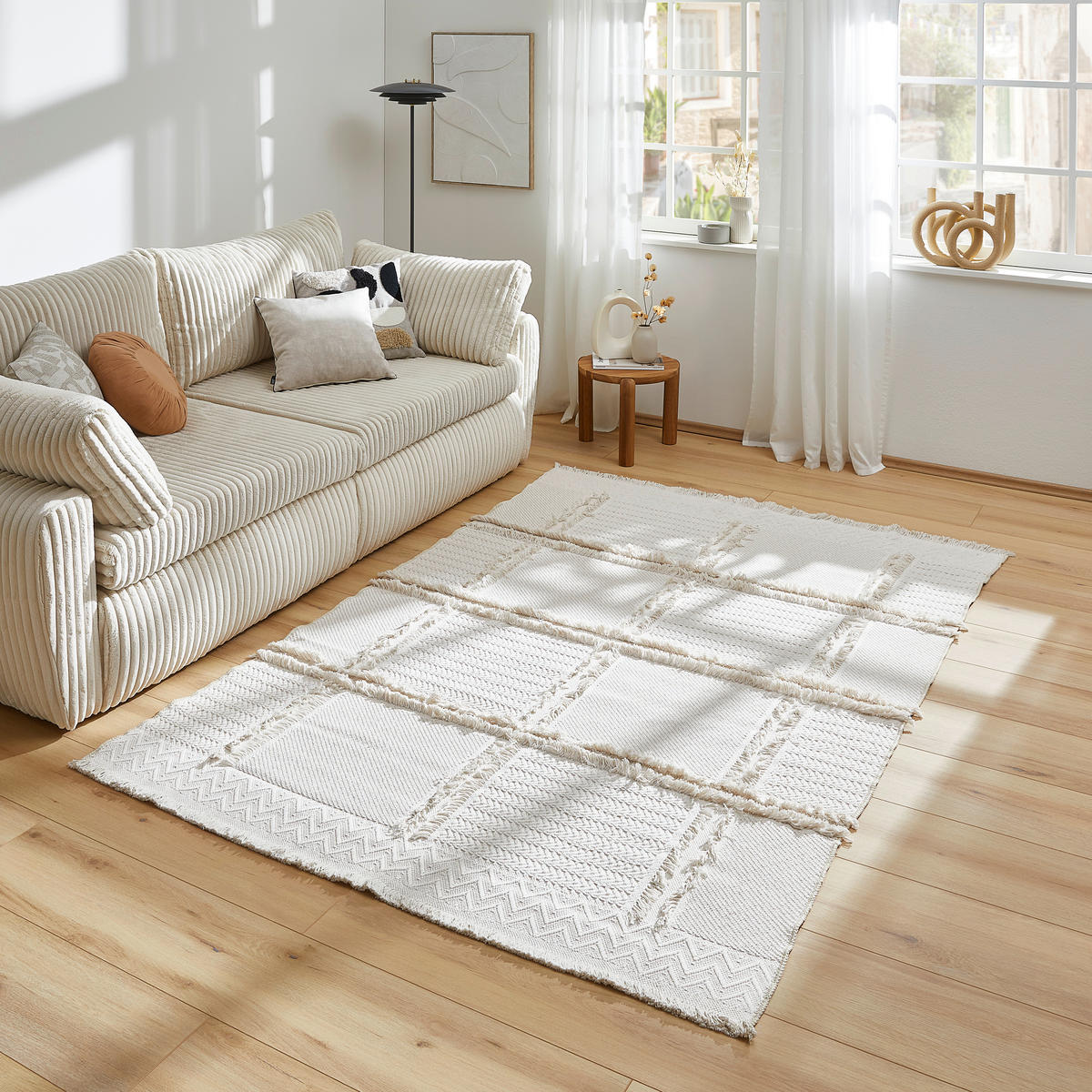 KOBEREC TKANÝ NA PLOCHO, 120/170 cm, bílá - bílá, Trend, textil (120/170cm) - Linea Natura