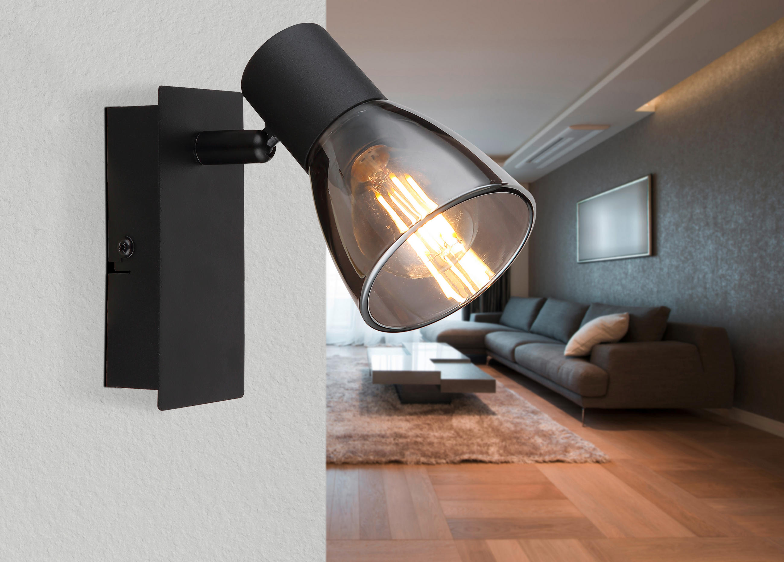 BODOVÉ SVÍTIDLO, 40 W/E14, 7/15,5/14 cm - černá, Design, kov/sklo (7/15,5/14cm) - Globo