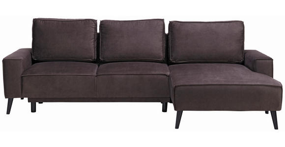 ECKSOFA Taupe Velours  - Taupe/Schwarz, Basics, Holz/Textil (260/161cm) - Carryhome