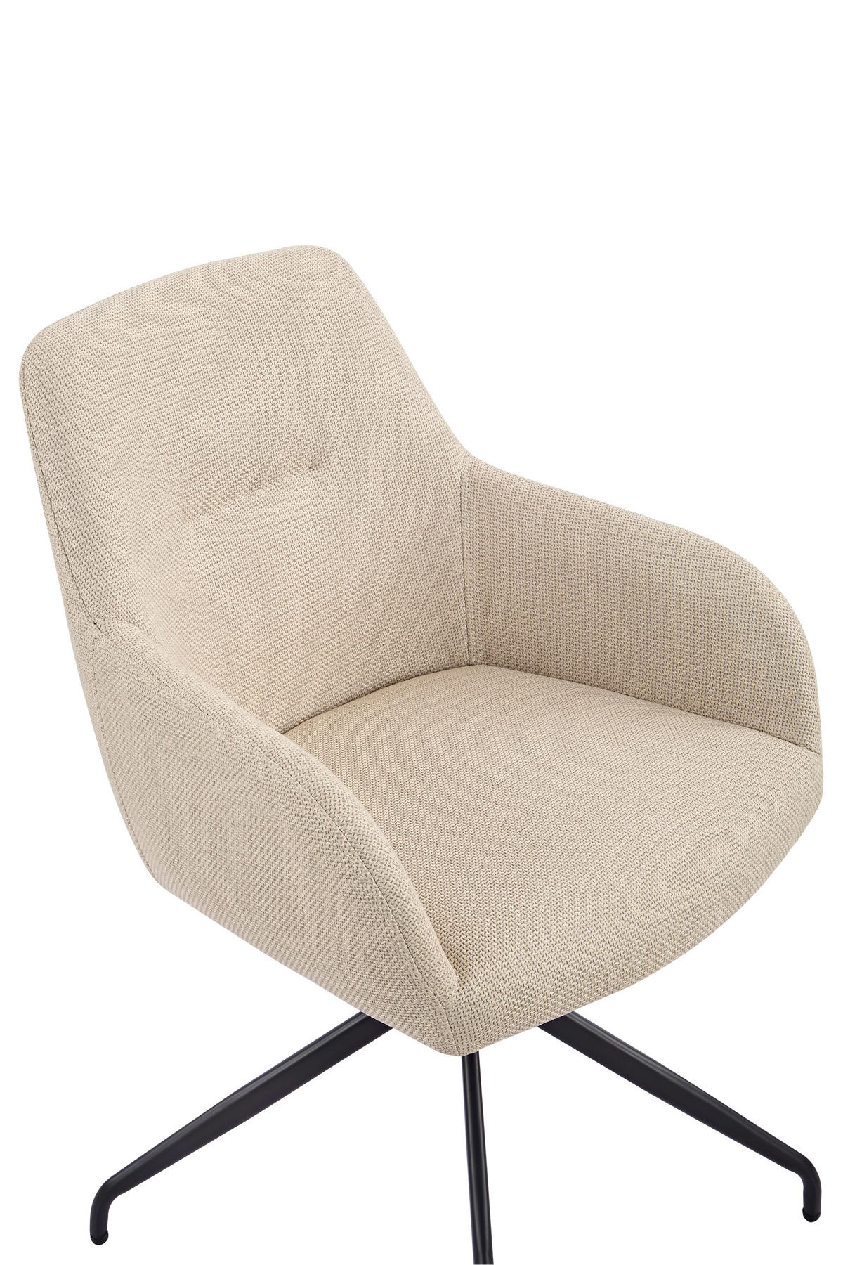 ARMLEHNSTUHL-SET 2 Stück  in Stahl Webstoff, Mikrofaser  - Beige/Schwarz, MODERN, Textil/Metall (56/83/60cm) - MID.YOU