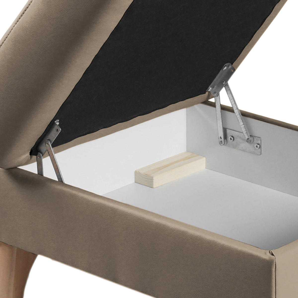 HOCKER in Textil, Leder Hellgrau  - Buchefarben/Hellgrau, Design, Leder/Holz (70/44/60cm) - Livetastic