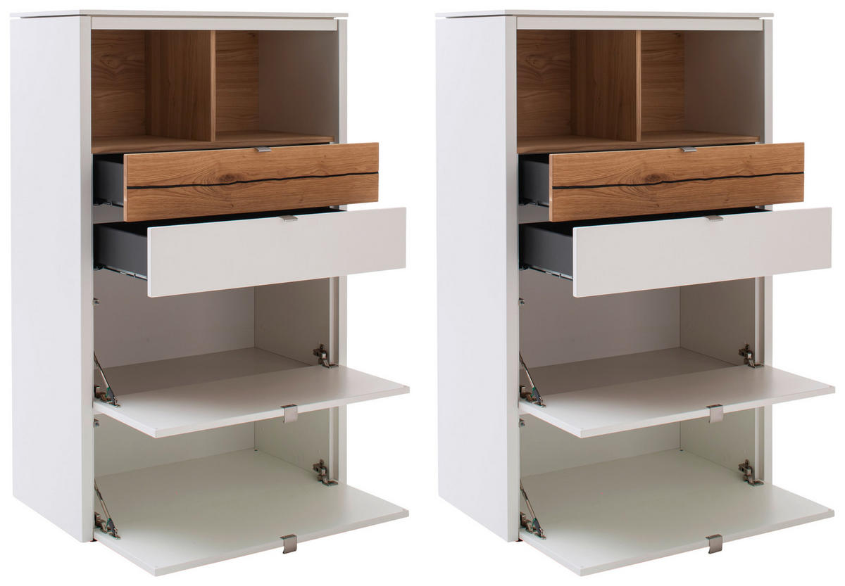 HIGHBOARD  in 193/140/43 cm  - Weiss/Edelstahlfarben, Design, Holz/Holzwerkstoff (193/140/43cm) - Venjakob