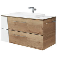 WASCHTISCHKOMBI 92 cm  - Chromfarben/Eichefarben, KONVENTIONELL, Holzwerkstoff/Kunststoff (92cm) - Sadena