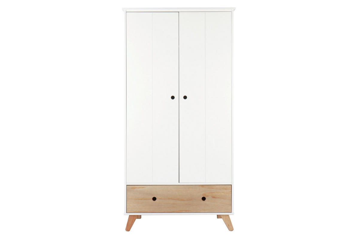  KINDERKLEIDERSCHRANK Weiß, Pinienfarben  - Weiß/Pinienfarben, Design, Holz/Holzwerkstoff (95/190/56,5cm) - home24