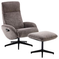 RELAXSESSELSET Webstoff Relaxfunktion, Hocker    - Schwarz/Braun, Design, Textil/Metall (75/107/77cm) - Livetastic