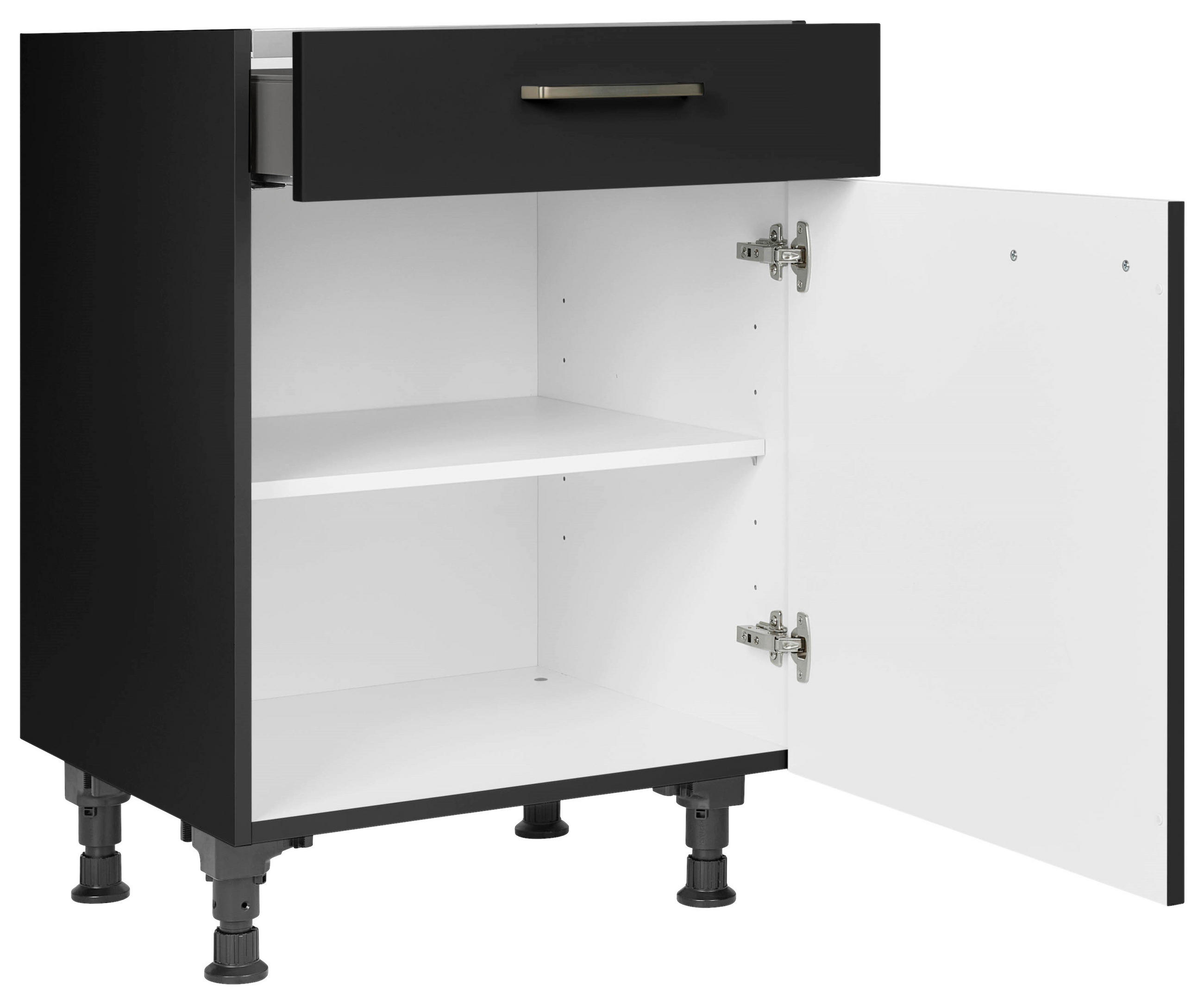 KOCHFELDUMBAUSCHRANK 60/87/56 cm  in Schwarz  - Edelstahlfarben/Schwarz, MODERN, Holzwerkstoff/Metall (60/87/56cm) - Nobilia