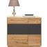 KOMMODE Eiche massiv gebürstet Anthrazit, Eichefarben - Eichefarben/Anthrazit, Design, Glas/Holz (98/89/42cm) - Valnatura