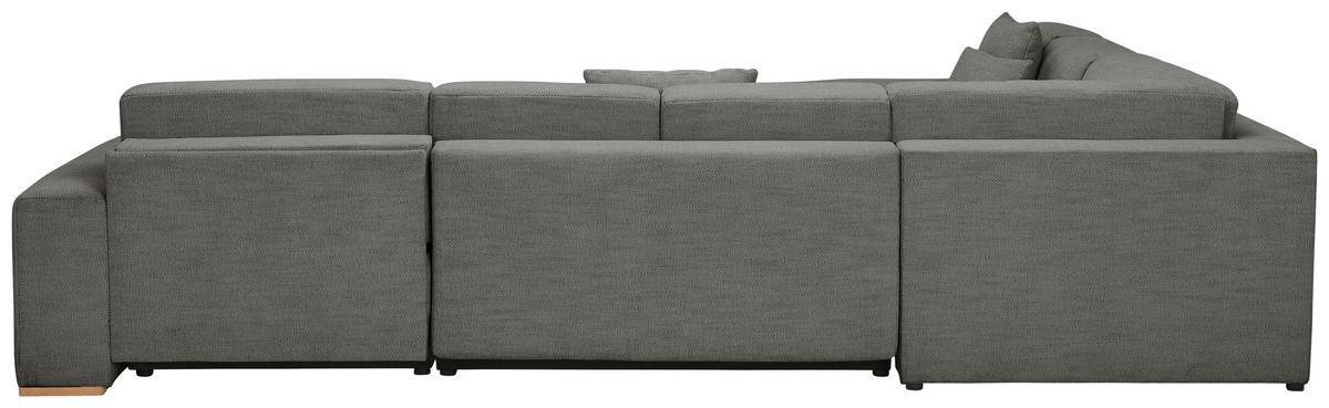 WOHNLANDSCHAFT in Flachgewebe Grau  - Buchefarben/Schwarz, Konventionell, Holz/Kunststoff (283/371/208cm) - Livetastic