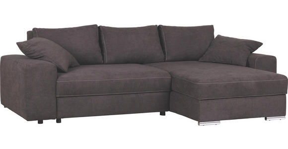 WOHNLANDSCHAFT in Textil Dunkelbraun - Chromfarben/Dunkelbraun, Design, Textil/Metall (283/179cm) - Hom`in