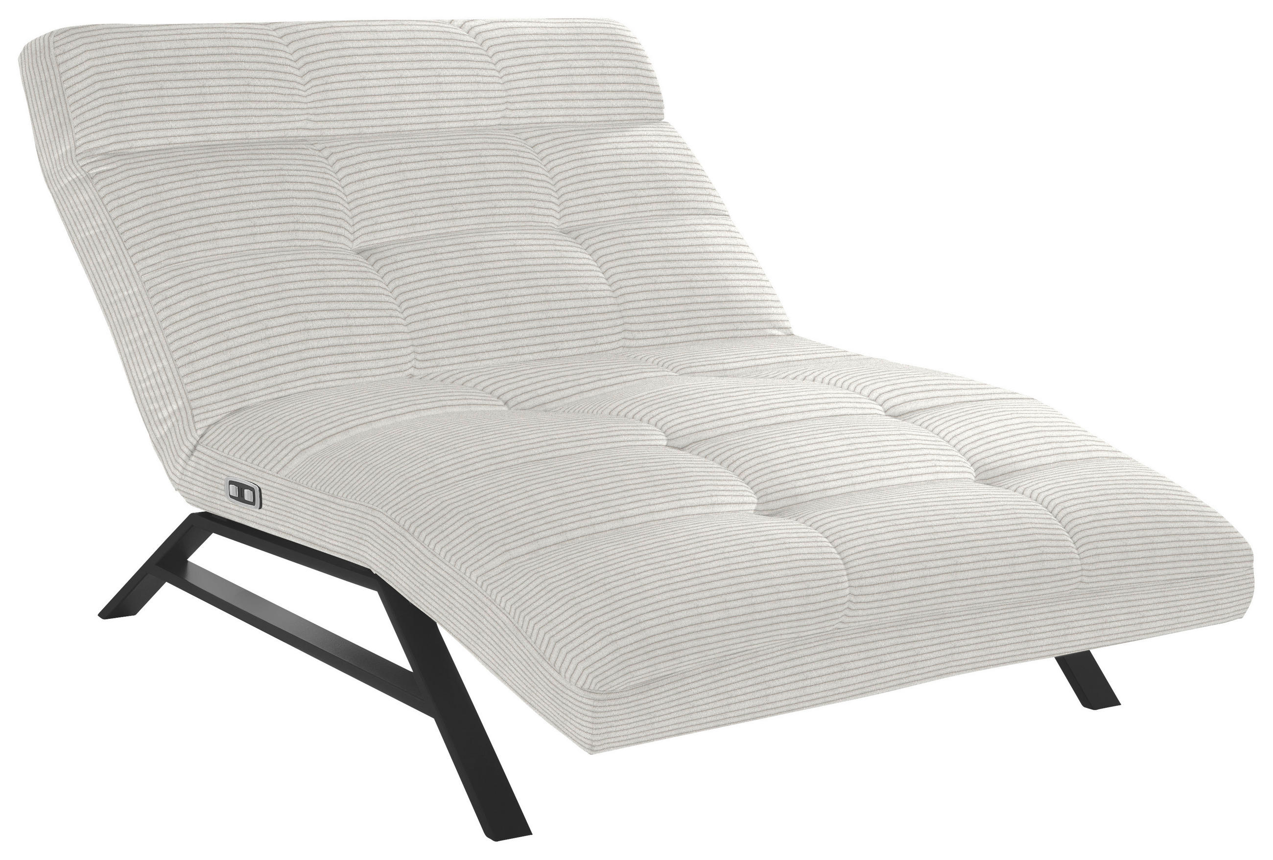 Liege mit motorischer Relaxfkt Cord Weiß  - Schwarz/Weiß, Design, Textil/Metall (120/54-113/158-198cm) - Pure Home Lifestyle