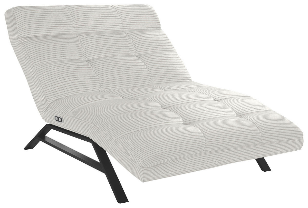 RELAXLIEGE in Cord Weiss  - Weiss/Schwarz, Design, Textil/Metall (120/54-113/158-198cm) - Pure Home Lifestyle
