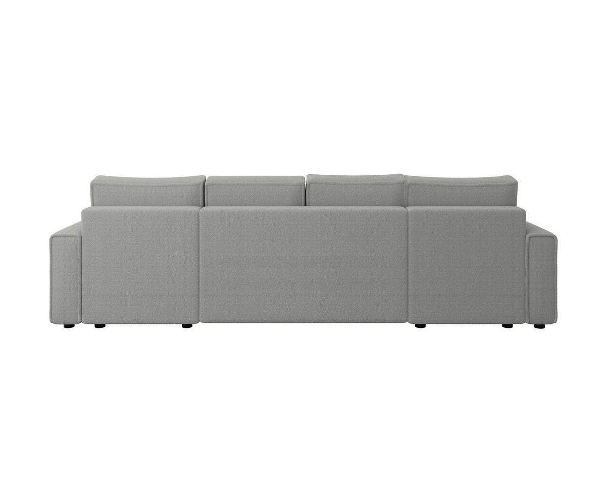WOHNLANDSCHAFT Hellgrau Bouclé  - Hellgrau/Schwarz, MODERN, Kunststoff/Textil (140/305/140cm) - Carryhome