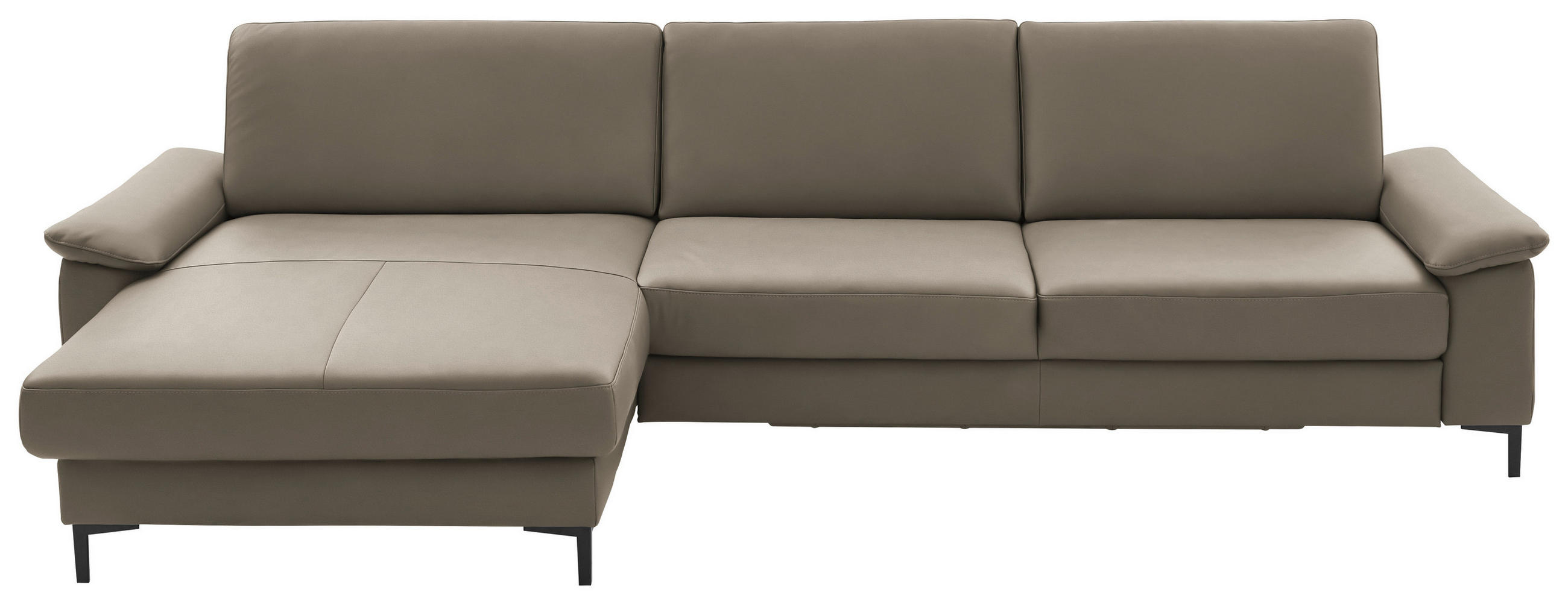 ECKSOFA Echtleder Graubraun  - Graubraun/Schwarz, Design, Leder/Metall (176/334cm) - Dieter Knoll