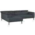 ECKSOFA in Chenille Grau  205/280 cm  - Schwarz/Grau, Design, Textil/Metall (205/280cm) - Xora