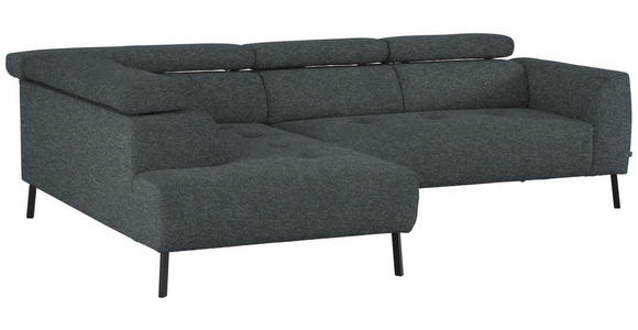 ECKSOFA in Chenille Grau 205/280 cm - Schwarz/Grau, Design, Textil/Metall (205/280cm) - Xora