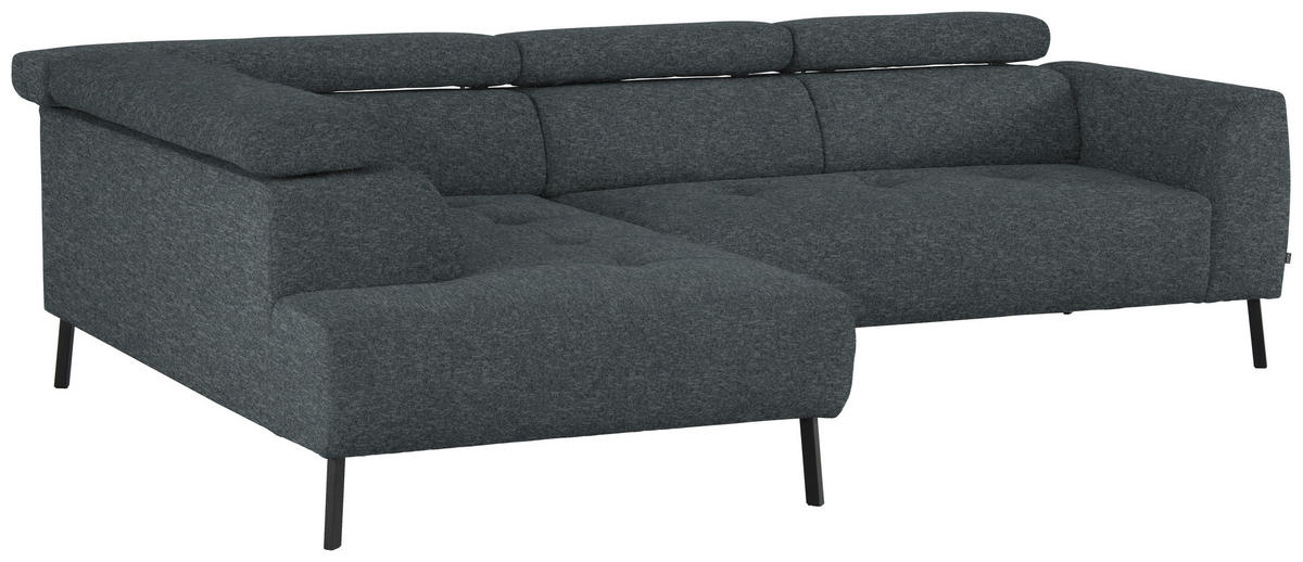 ECKSOFA in Chenille Grau  205/280 cm  - Schwarz/Grau, Design, Textil/Metall (205/280cm) - Xora