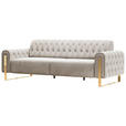 3-SITZER-SOFA Velours Beige  - Beige/Goldfarben, KONVENTIONELL, Textil/Metall (264/90/97cm) - Carryhome