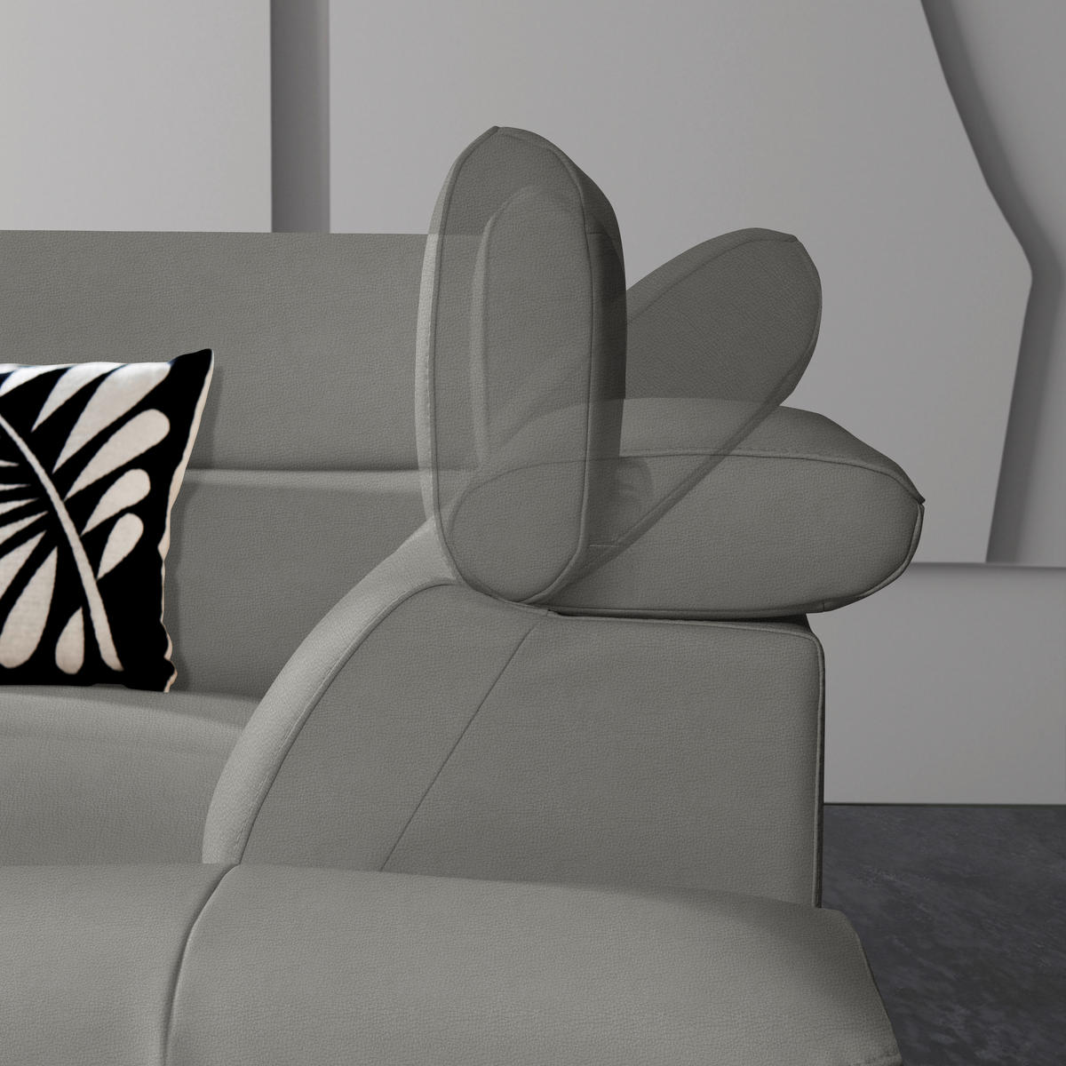 ROHOVÁ SEDAČKA, kůže, šedá - šedá/černá, Design, kov/kůže (225/281cm) - Celina Home